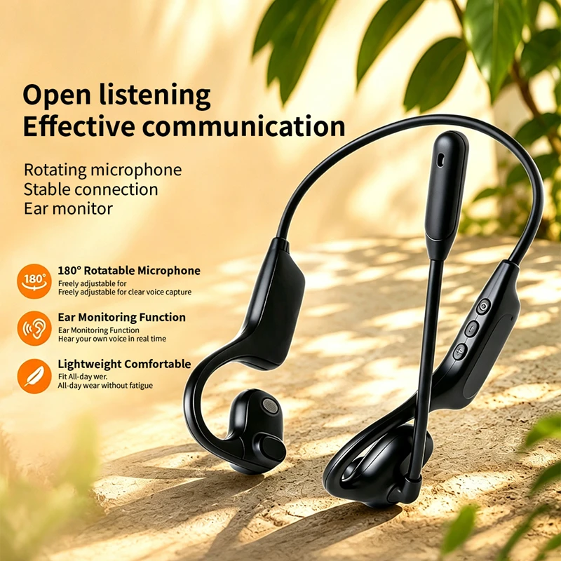 Type C Wired Earphones With Mic - Open Ear Wireless Headset Rotatable Mic