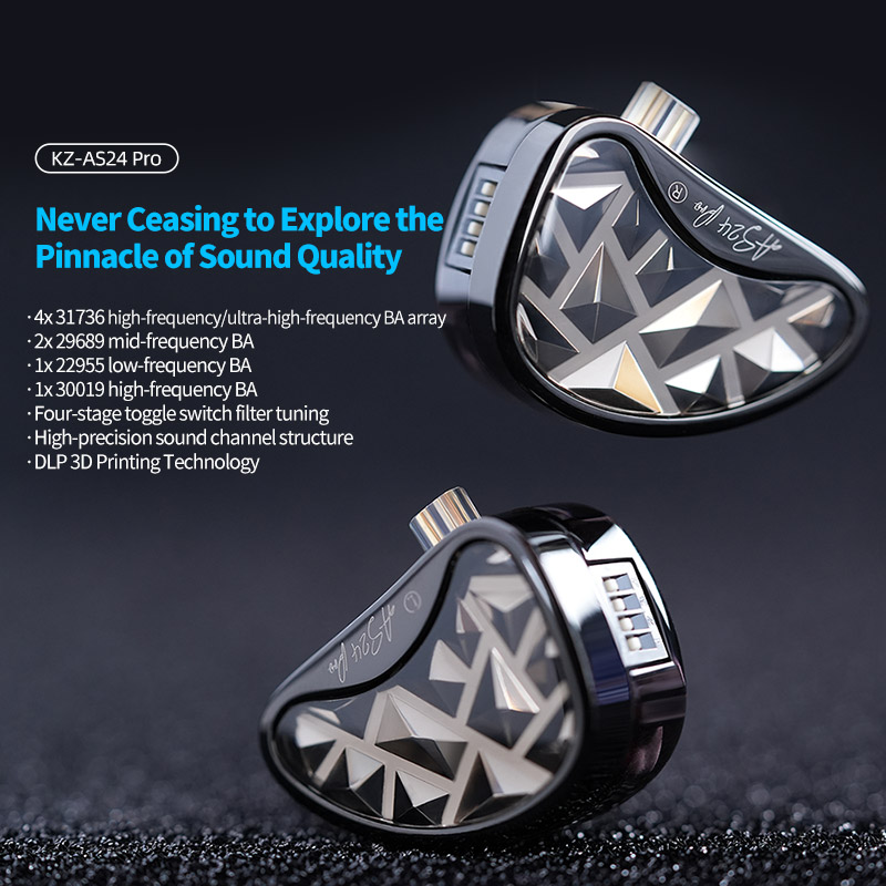 Planar Magnetic Iem Earphones - KZ AS24 PRO In Ear Wired